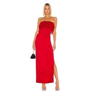 Lovers + Friends NWT Sylvia Red Satin & Lace Strapless Gown